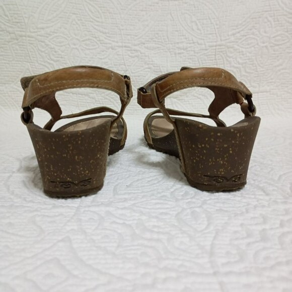 Teva Womens Size 8 Strappy Brown Wedge Sandals - Picture 8 of 10